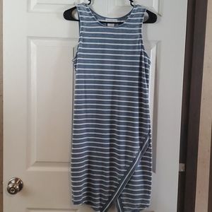 Chambray and white striped knit dress